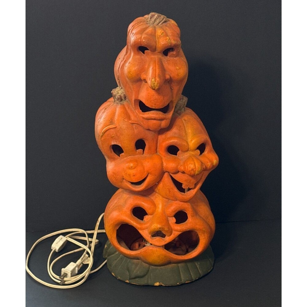 Vtg 1995 Trendmasters Casper Ghostly Trio Stacked Pumpkin Light Halloween 18"